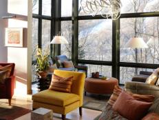 Bringing the outdoors in, the glass-enclosed observation room — a treetop getaway — provides a front-row seat to Stowe's ever-changing seasons.