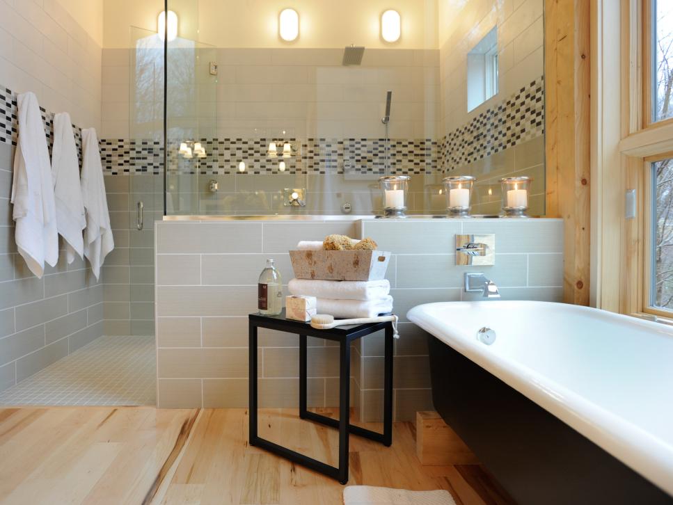 Neutral Transitional Master Bathroom With Glass Walk-In Shower