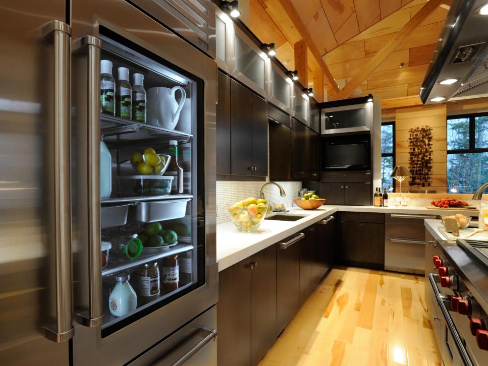 Glass-Front Refrigerator and Sleek Cabinetry