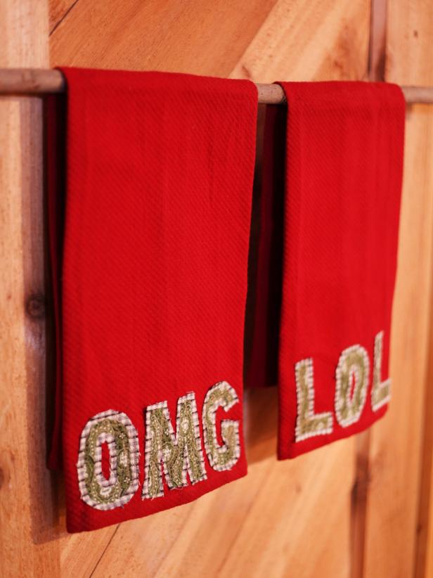Red Text Speak Embellished Hand Towels Red Text Speak Embellished Hand Towels