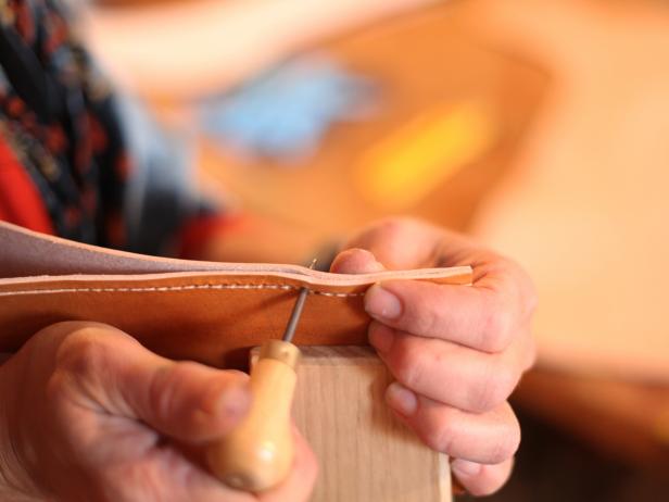 Punching Holes in Leather Using Stitching Awl