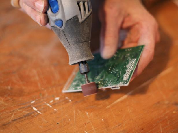Sanding Edges of Circuit Board With Dremel Tool Sanding Edges of Circuit Board With Dremel Tool
