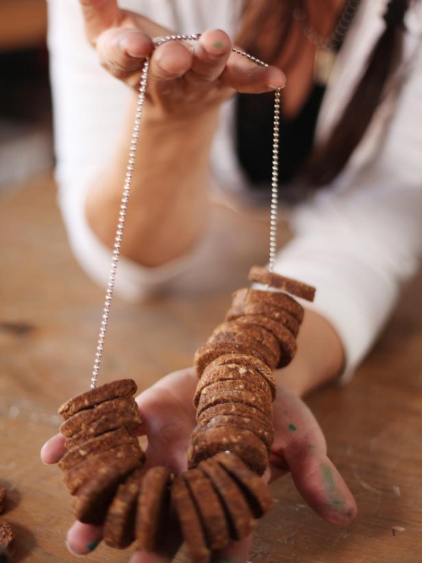 Package treats creatively by stringing them onto beaded chain dog-tag style.
