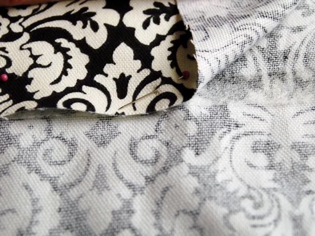 Pinned Black and White Damask Fabric