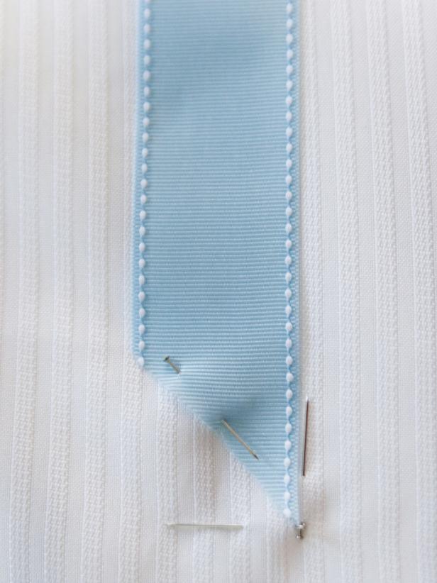 Pin Ribbon to Shower Curtain Pin Ribbon to Shower Curtain