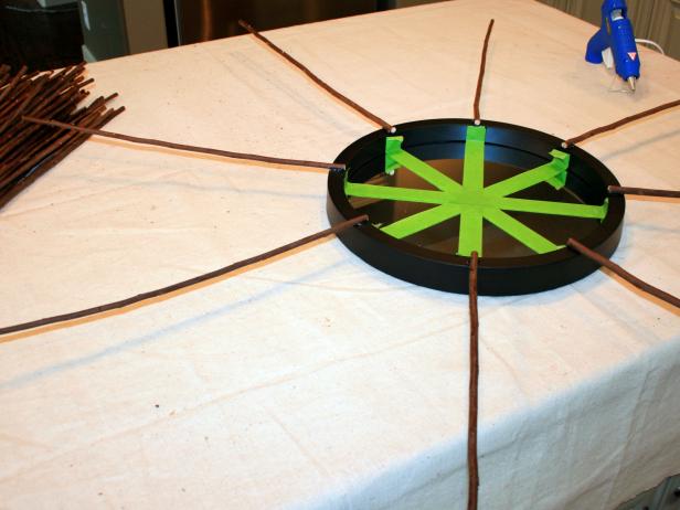 Hot Glue Spires to Sunburst Mirror