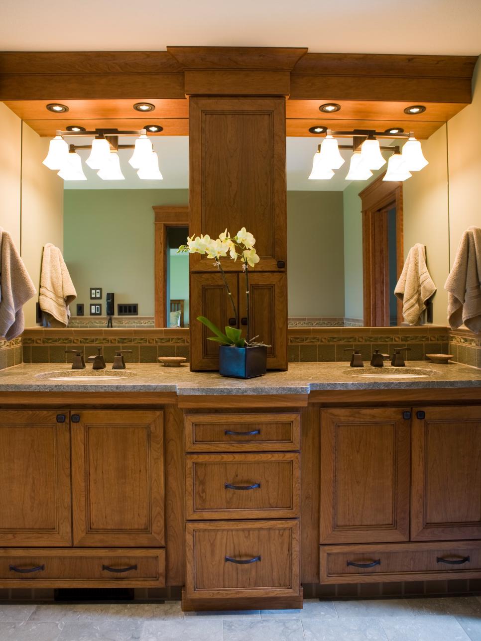 Transitional Double Vanity Bathroom With Stone Countertops