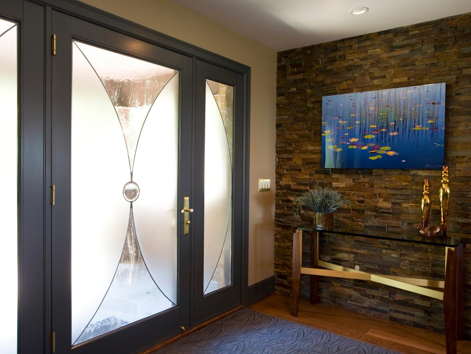 Foyer With Stone Wall 