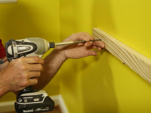 Installing Wood Cleat to Wall With Drill and Screws