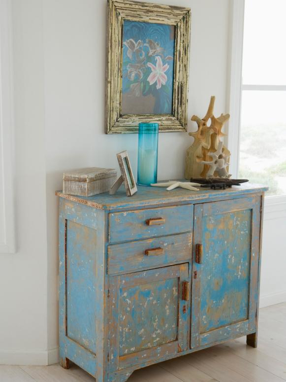 Antique Distressed Blue Chest Antique Distressed Blue Chest