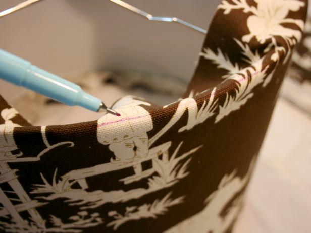 Pen Marking Fabric Fold Line on Lampshade Edge