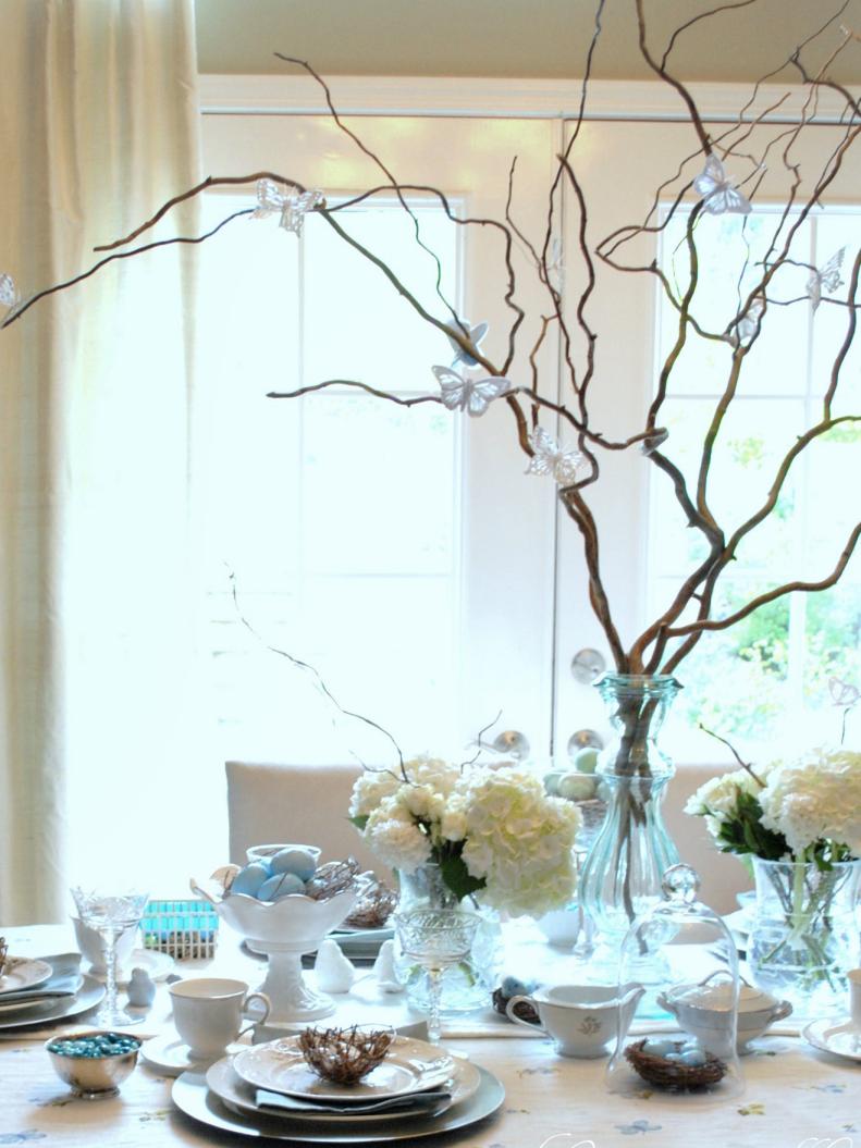 Branch and Butterfly Spring Table Setting and Centerpiece