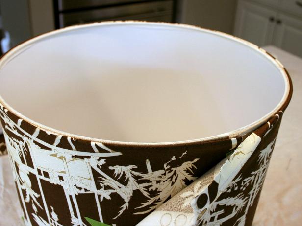 Covering Lampshade Bottom With Brown Patterned Fabric