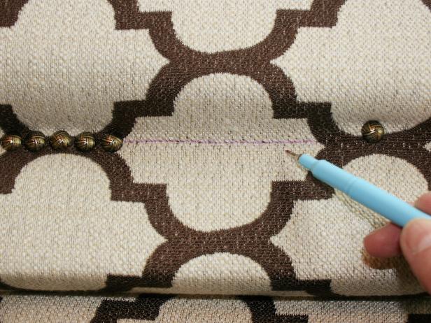 Line Drawn on Fabric Guiding Nailhead Placement