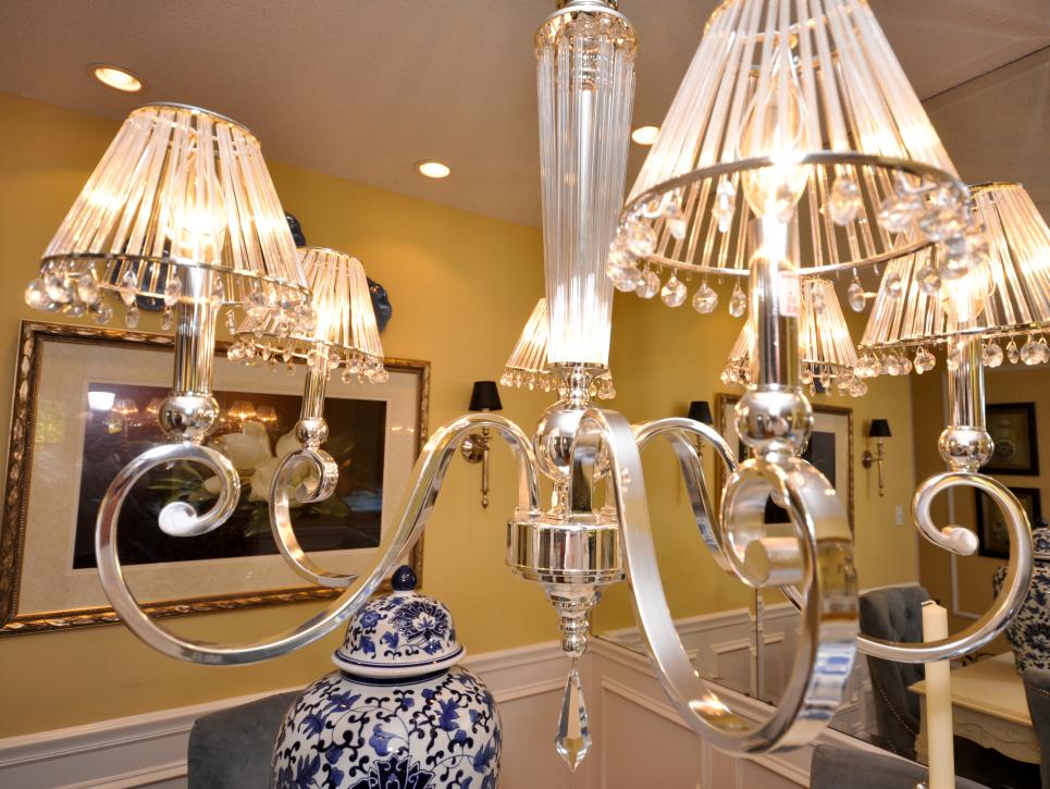 Crystal Chandelier With Metal Scroll Design