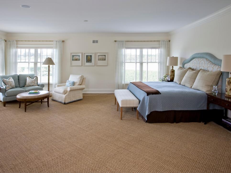 Neutral Traditional Master Bedroom With Light Blue Accents