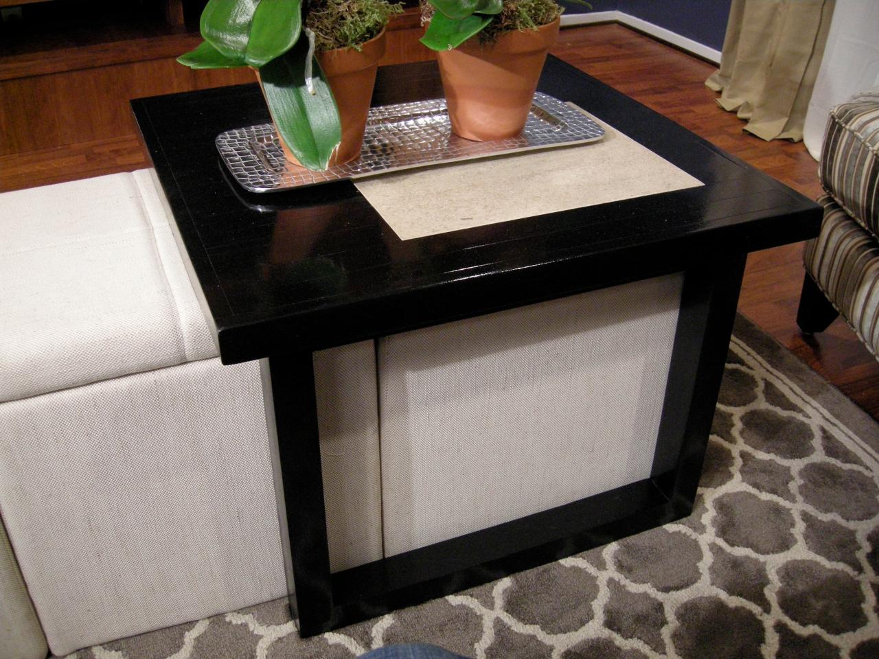 Build a Coffee Table to Fit Over Storage Ottomans | HGTV