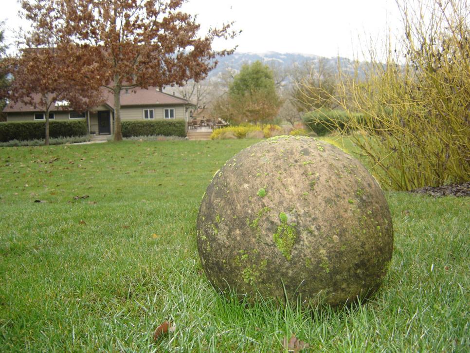 Architectural Stone Sphere in Field