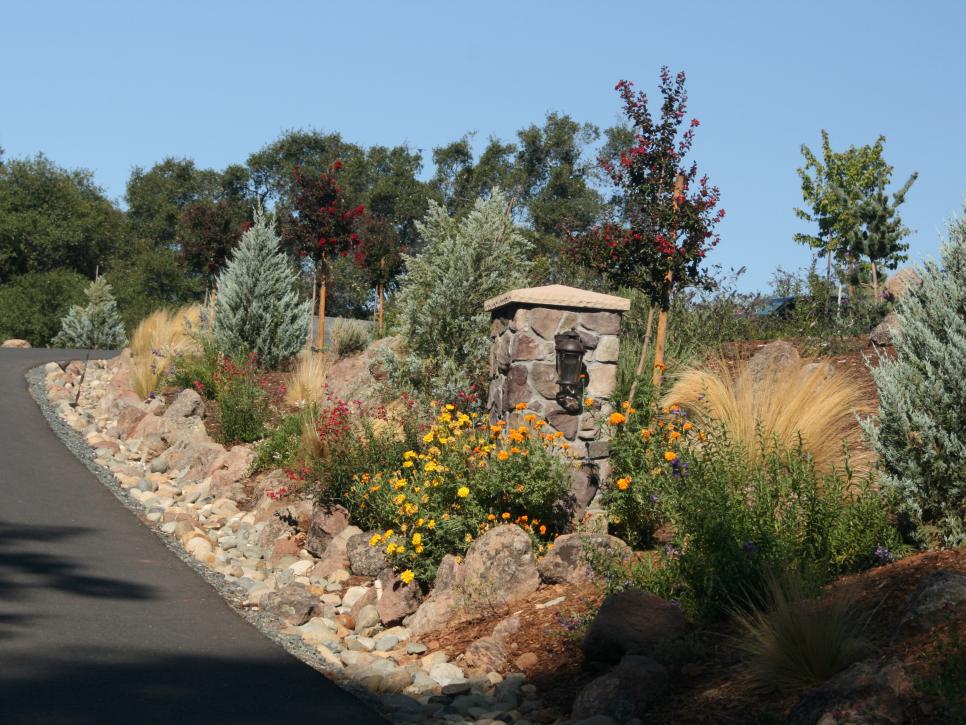 Southwestern Driveway With Stone Entry Column