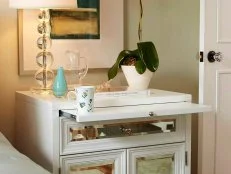 Mirrored Nightstand with Cabinet Drawers