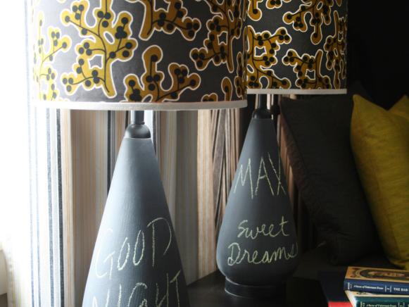 Grey and Gold Chalkboard Lamps for Kid's Room