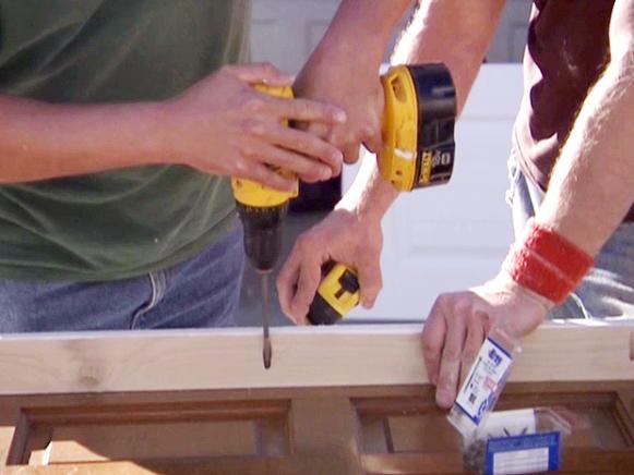 Screwing board to door Screwing board to door