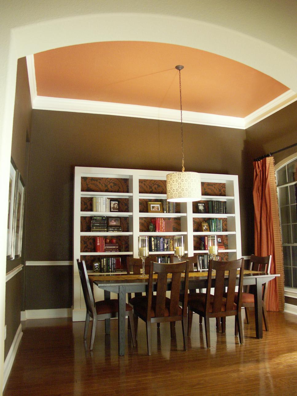 Contemporary Orange and Brown Dining Room