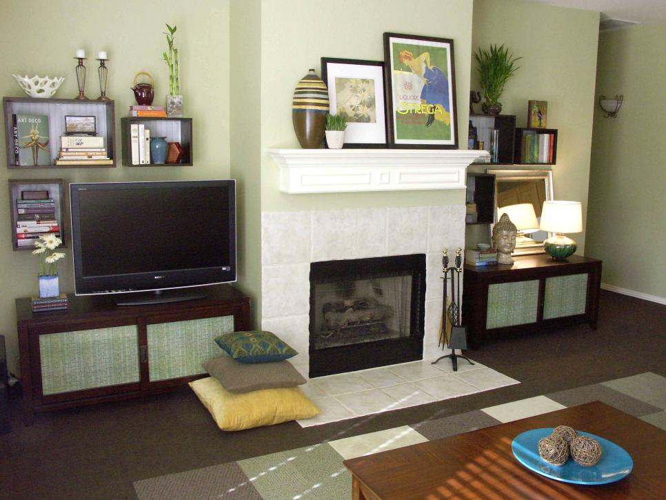 Contemporary Living Room With Box Shelving 