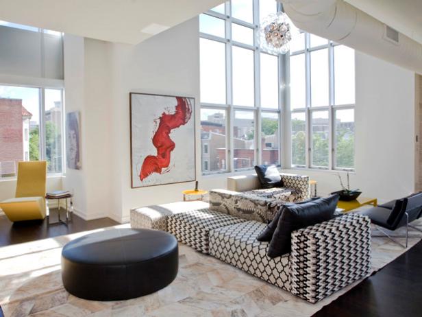 Elegant Living Room with Yellow Accent Furniture