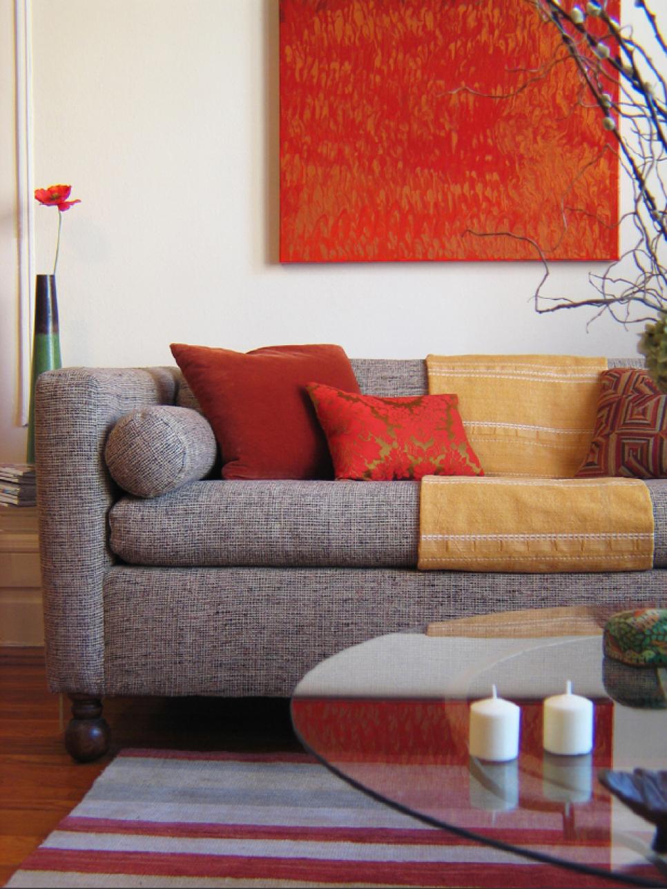 Contemporary Living Room With Tweed Sofa