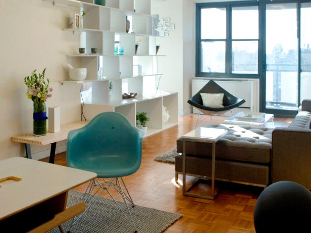 Contemporary Living Room With Open Shelving Unit Room Divider Contemporary Living Room With Open Shelving Unit Room Divider