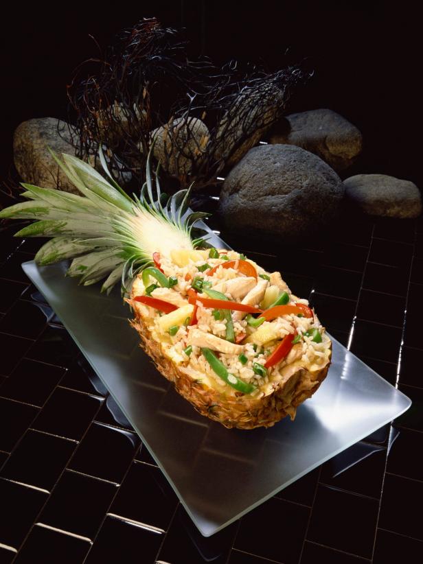 Chicken Salad Served in Pineapple Boat