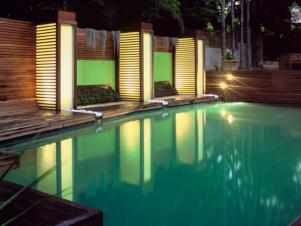 Well-Lit Swimming Pool at Night