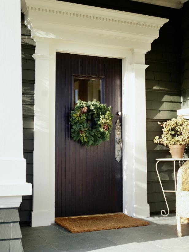 Elegant Front Door With Holiday Wreath Elegant Front Door With Holiday Wreath