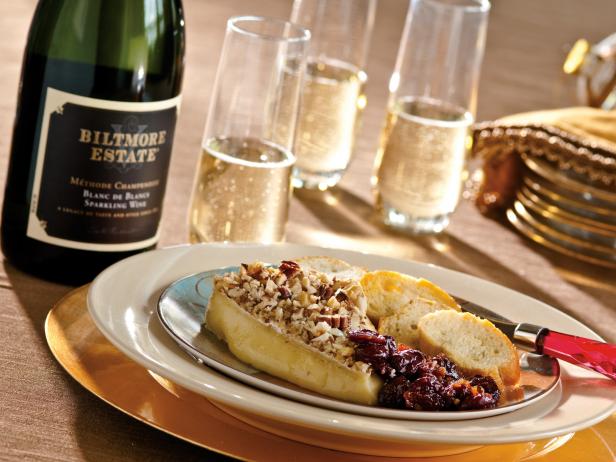 Nut Crusted Brie With Cherry Chutney Brie and Cherry Chutney With Sparkling Wine