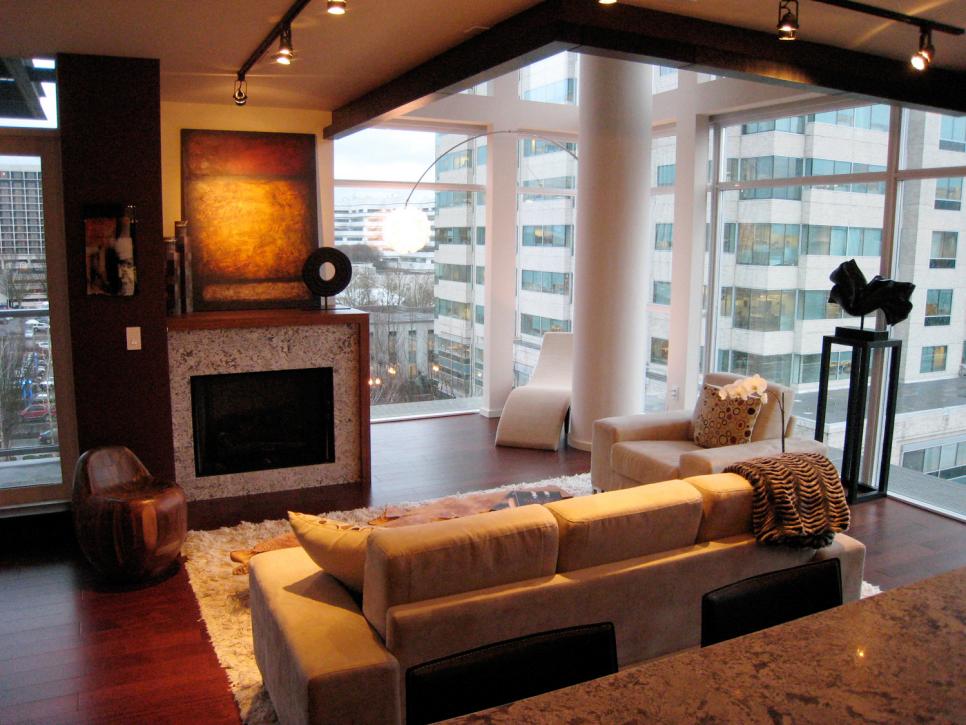 Loft Living Room With City View