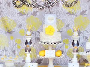Accented Yellow and Gray Dessert Table