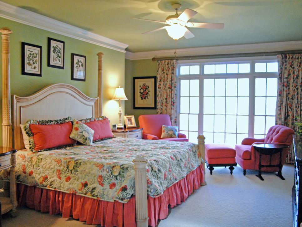 Cottage Master Bedroom With Floral Bedding