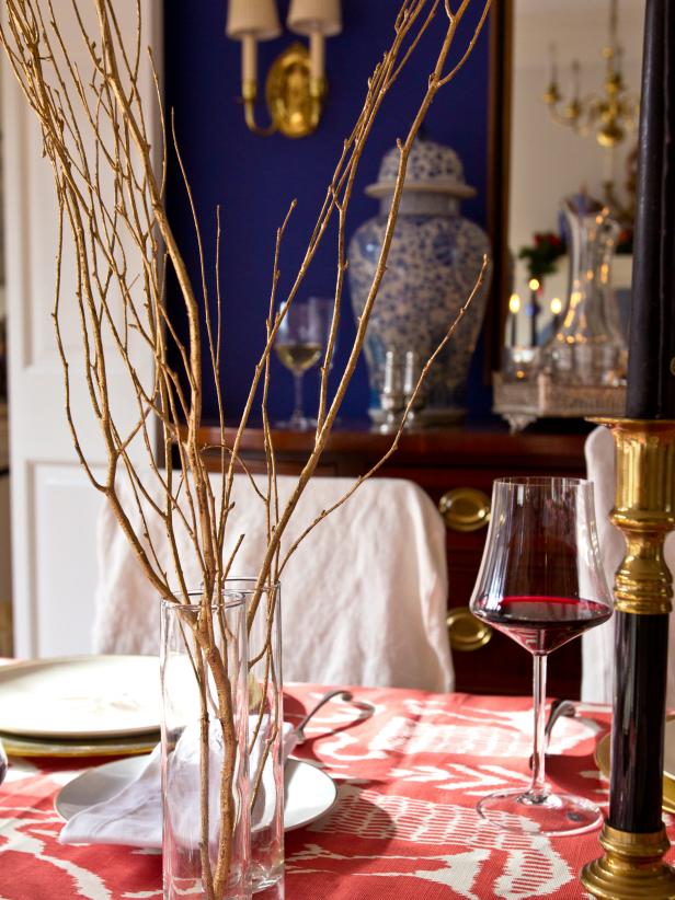 Winter Table Setting Gold Branch Centerpiece Winter Table Setting Gold Branch Centerpiece