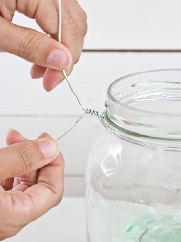 Wire Wrapped around Mason Jar Lip