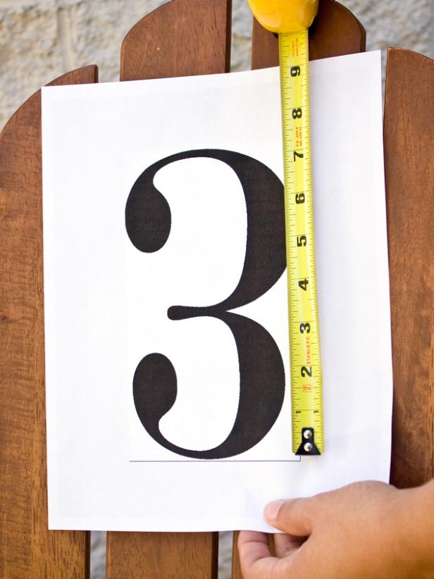 Position Number Stencil on Adirondack Chair Number Three Printout on Chair