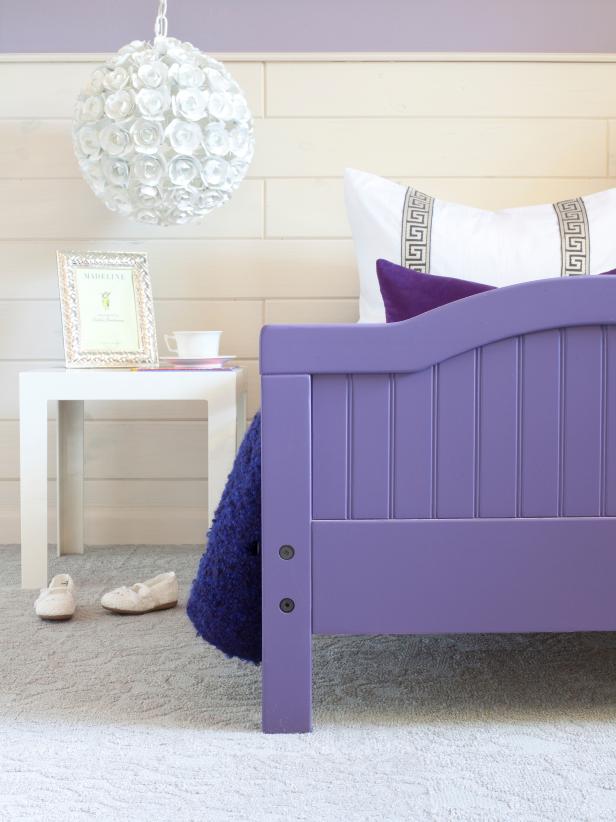 Purple Kids' Room With Round Rose Chandelier Purple Kids' Room With Round Rose Chandelier