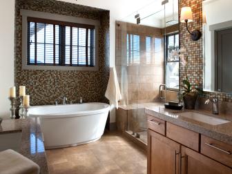 Neutral Bathroom With Windows and Double Vanities 