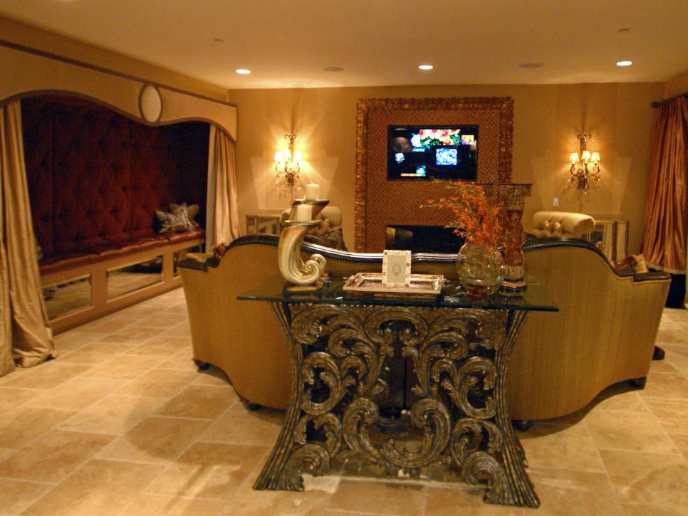 Gold and Red Entertainment Room