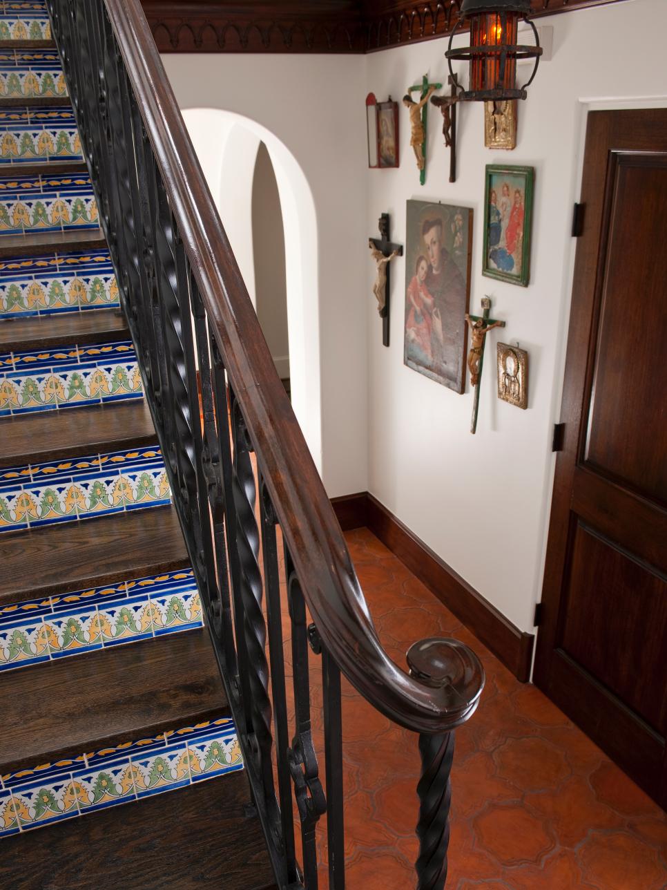 Mediterranean Staircase and Religious Gallery Wall