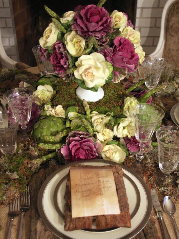 Purple and White Vegetable Centerpiece Purple and White Vegetable Centerpiece