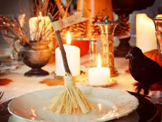 Halloween Witch's Broom Place Card Holder Beauty Shot 
