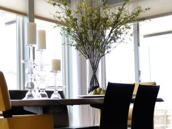 Modern Dining Room With Branch Centerpiece