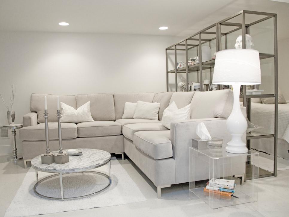 Contemporary White Living Room With Metallic Accents