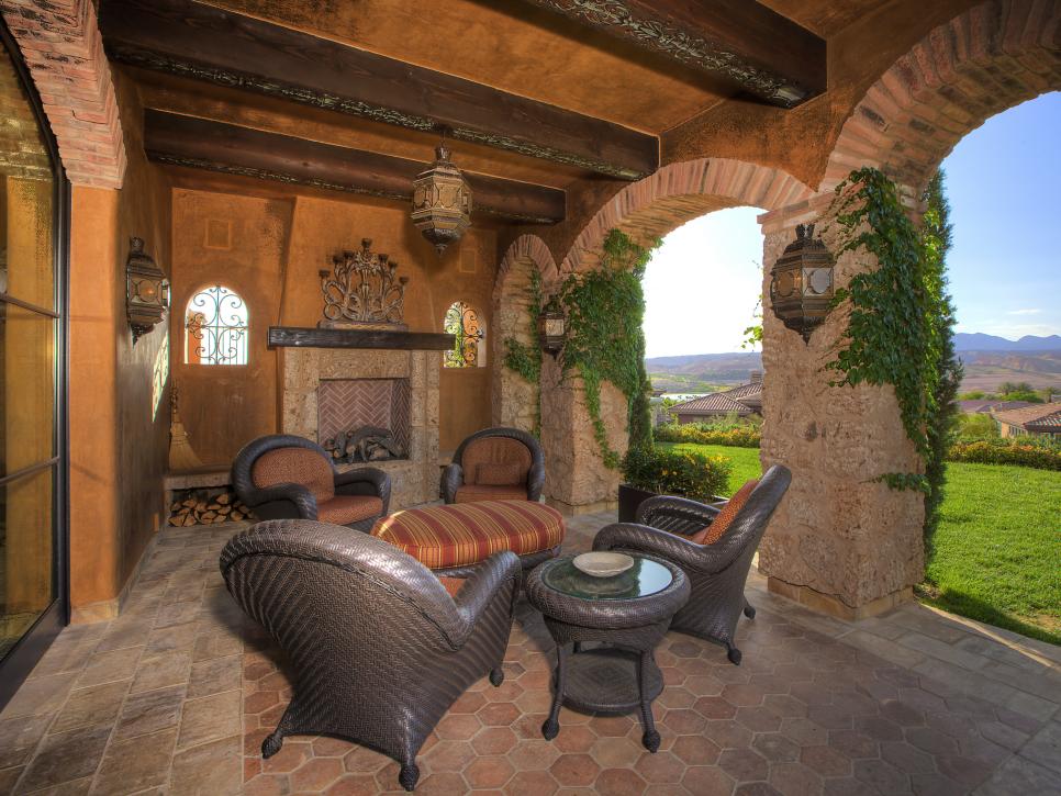 Italian Style Outdoor Patio With Brick Archways